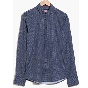 SOUL OF LONDON Men's Navy Dot Stretch Button-Up Dress Shirt - Sz X-Large, NWT